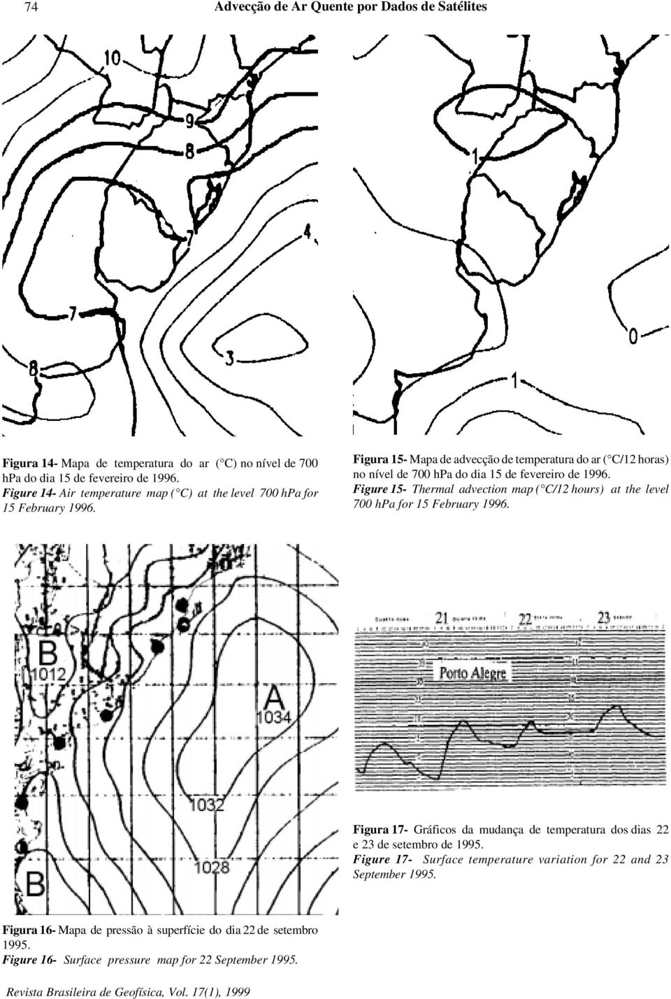 Figura 15- Mapa de advecção de temperatura do ar ( C/12 horas) no nível de 700 hpa do dia 15 de fevereiro de 1996.