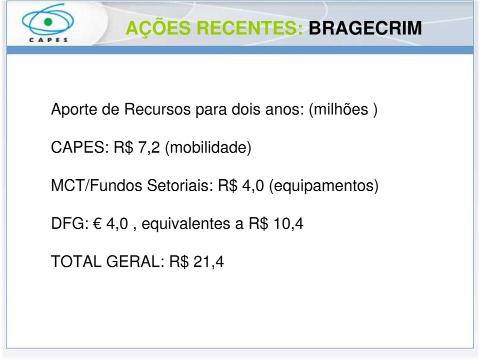 (mobilidade) MCT/Fundos Setoriais: R$ 4,0