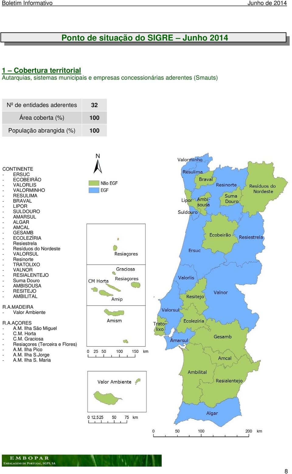 ECOLEZÍRIA - Resiestrela - Resíduos do Nordeste - VALORSUL - Resinorte - TRATOLIXO - VALNOR - RESIALENTEJO - Suma Douro - AMBISOUSA - RESITEJO - AMBILITAL (Empresa Geral do Fomento