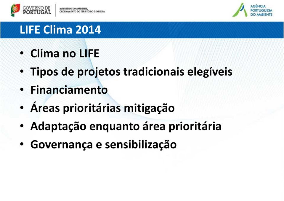 Financiamento Áreas prioritárias mitigação