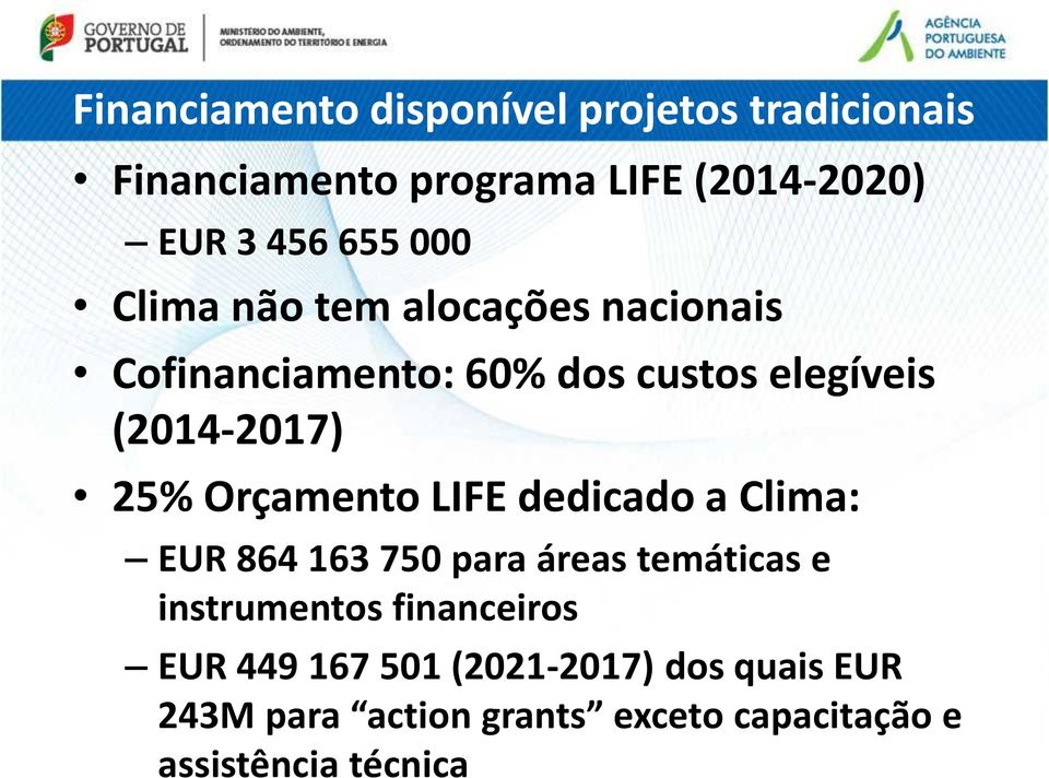 Orçamento LIFE dedicado a Clima: EUR 864 163 750 para áreas temáticas e instrumentos financeiros