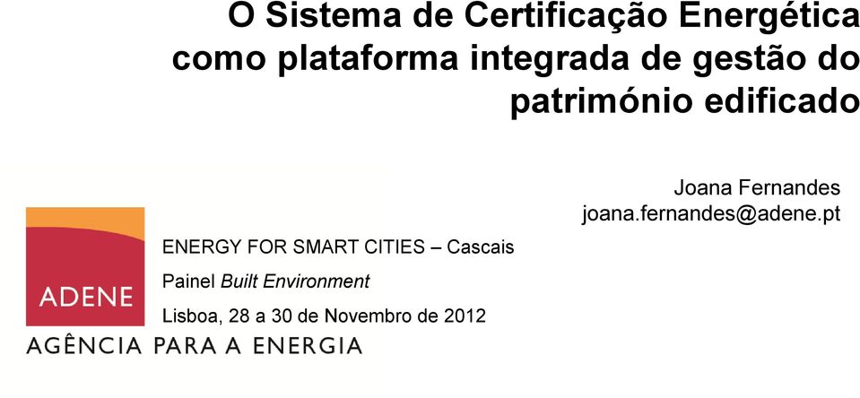 SMART CITIES Cascais Painel Built Environment Lisboa, 28