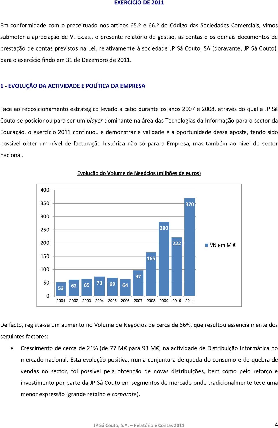 , o presente relatório de gestão, as contas e os demais documentos de prestação de contas previstos na Lei, relativamente à sociedade JP Sá Couto, SA (doravante, JP Sá Couto), para o exercício findo