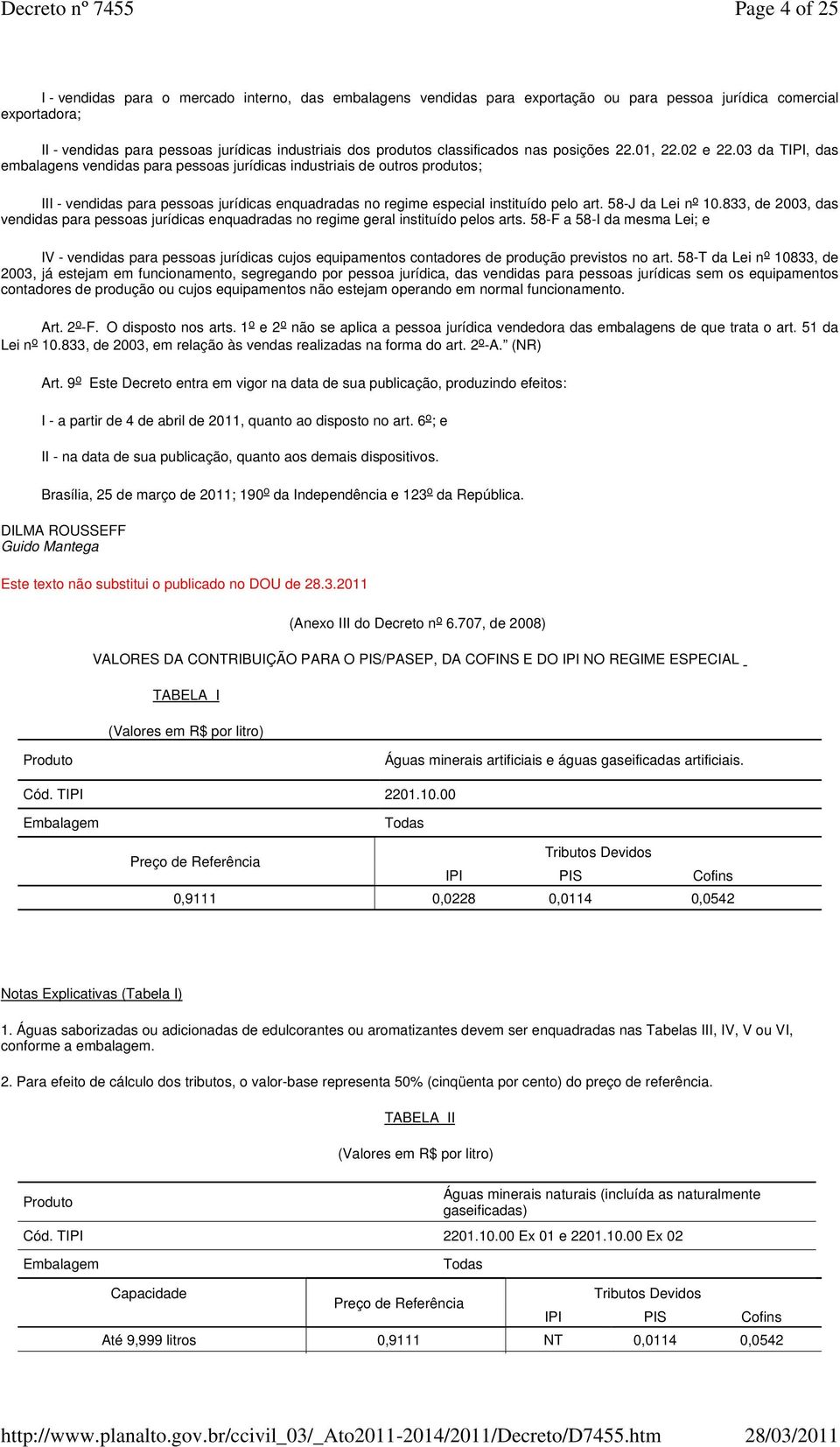 03 da TIPI, das embalagens vendidas para pessoas jurídicas industriais de outros produtos; III - vendidas para pessoas jurídicas enquadradas no regime especial instituído pelo art. 58-J da Lei n o 10.