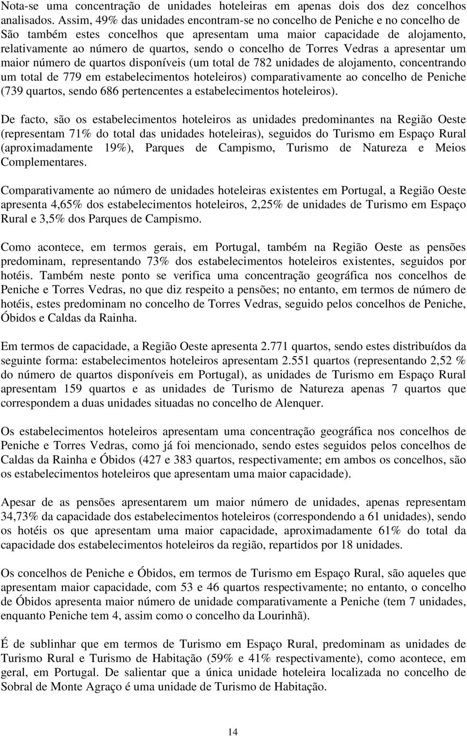 concelho de Torres Vedras a apresentar um maior número de quartos disponíveis (um total de 782 unidades de alojamento, concentrando um total de 779 em estabelecimentos hoteleiros) comparativamente ao