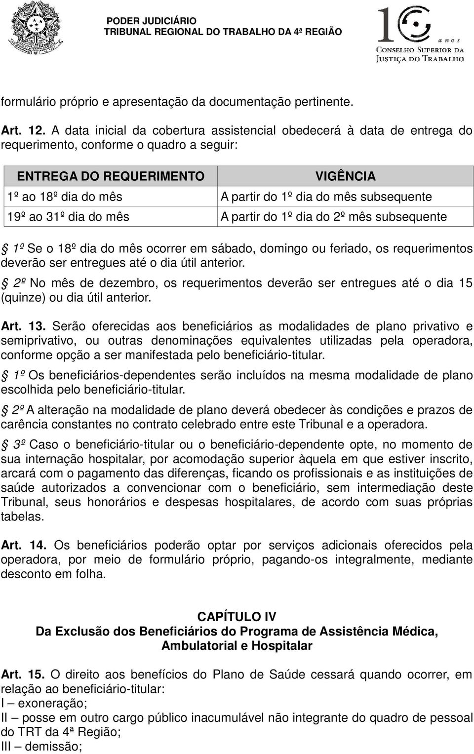 subsequente 19º ao 31º dia do mês A partir do 1º dia do 2º mês subsequente 1º Se o 18º dia do mês ocorrer em sábado, domingo ou feriado, os requerimentos deverão ser entregues até o dia útil anterior.