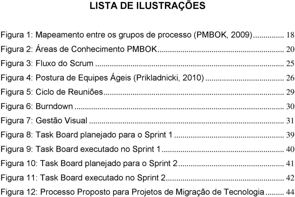 .. 29 Figura 6: Burndown... 30 Figura 7: Gestão Visual... 31 Figura 8: Task Board planejado para o Sprint 1.