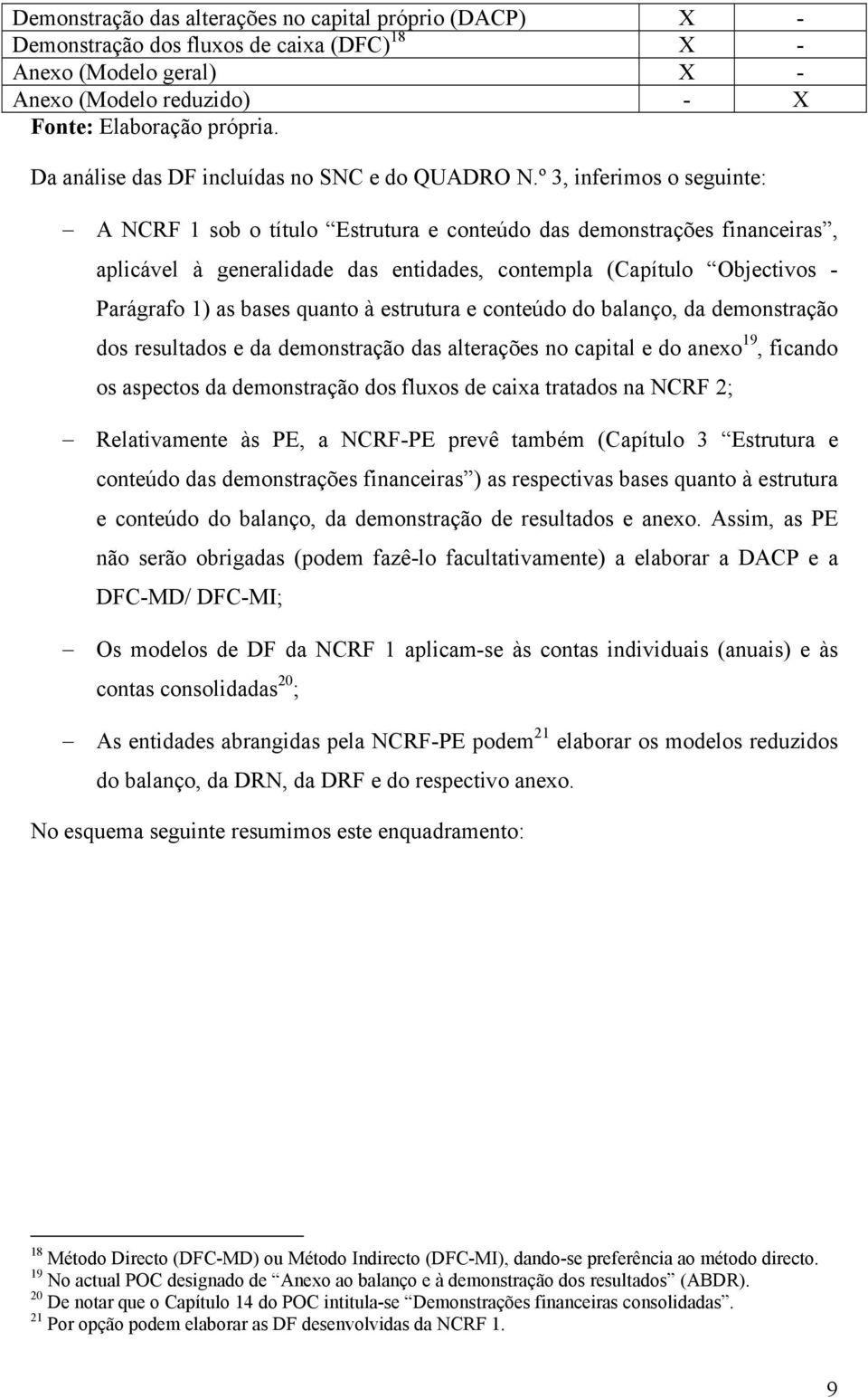 º 3, inferimos o seguinte: A NCRF 1 sob o título Estrutura e conteúdo das demonstrações financeiras, aplicável à generalidade das entidades, contempla (Capítulo Objectivos - Parágrafo 1) as bases