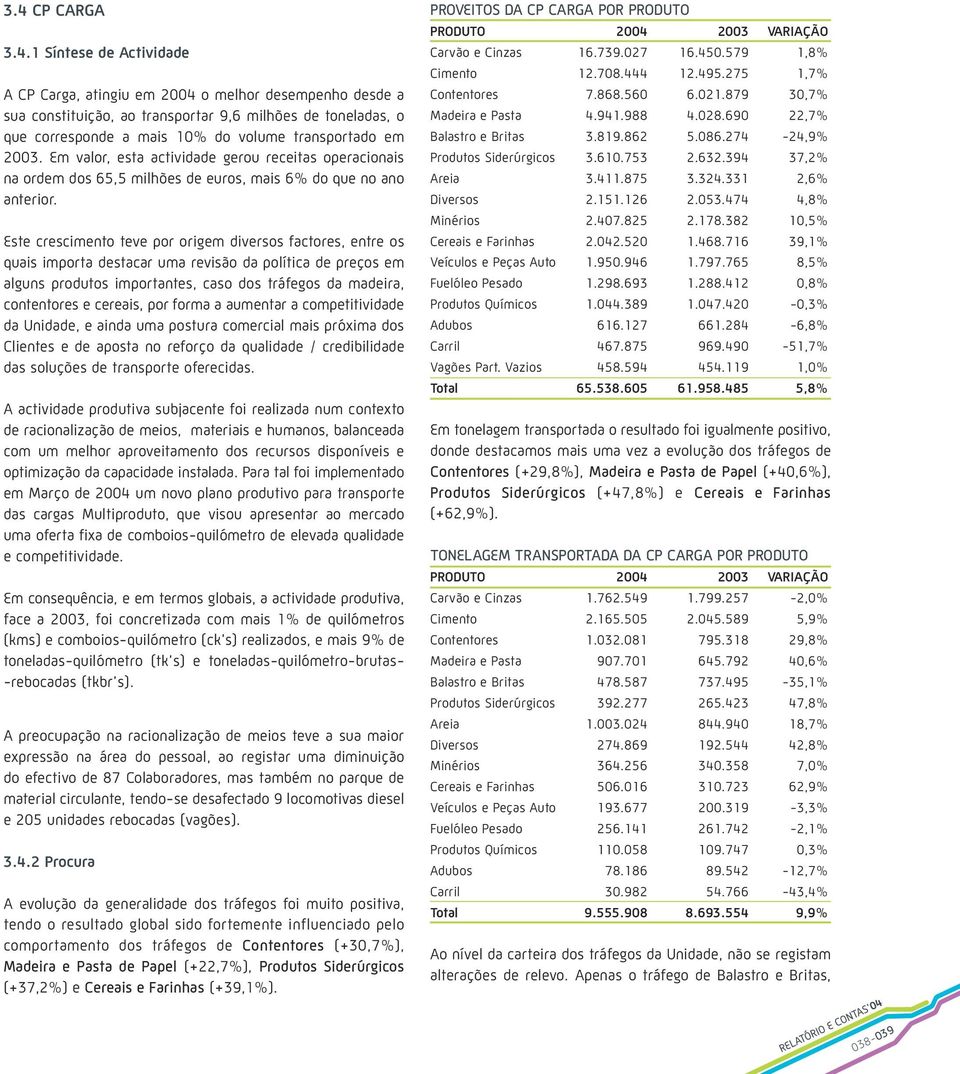 Este crescimento teve por origem diversos factores, entre os quais importa destacar uma revisão da política de preços em alguns produtos importantes, caso dos tráfegos da madeira, contentores e