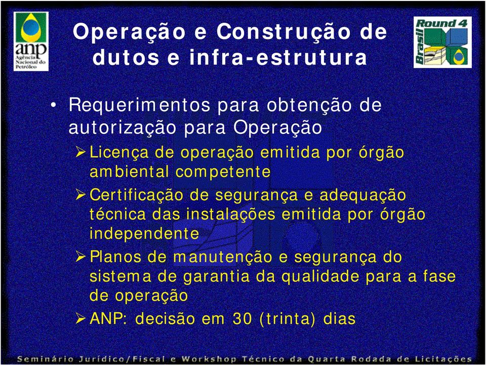 segurança e adequação técnica das instalações emitida por órgão independente Planos de