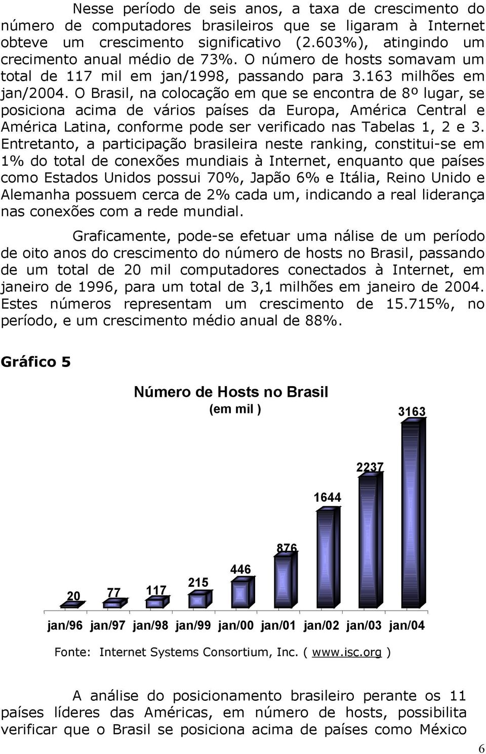 O Brasil, na colocação em que se encontra de 8º lugar, se posiciona acima de vários países da Europa, América Central e América Latina, conforme pode ser verificado nas Tabelas 1, 2 e 3.