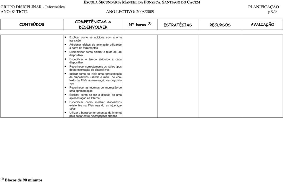 o tempo atribuído a cada diapositivo Reconhecer correctamente os vários tipos de apresentação de diapositivos Indicar como se inicia uma apresentação de diapositivos usando o