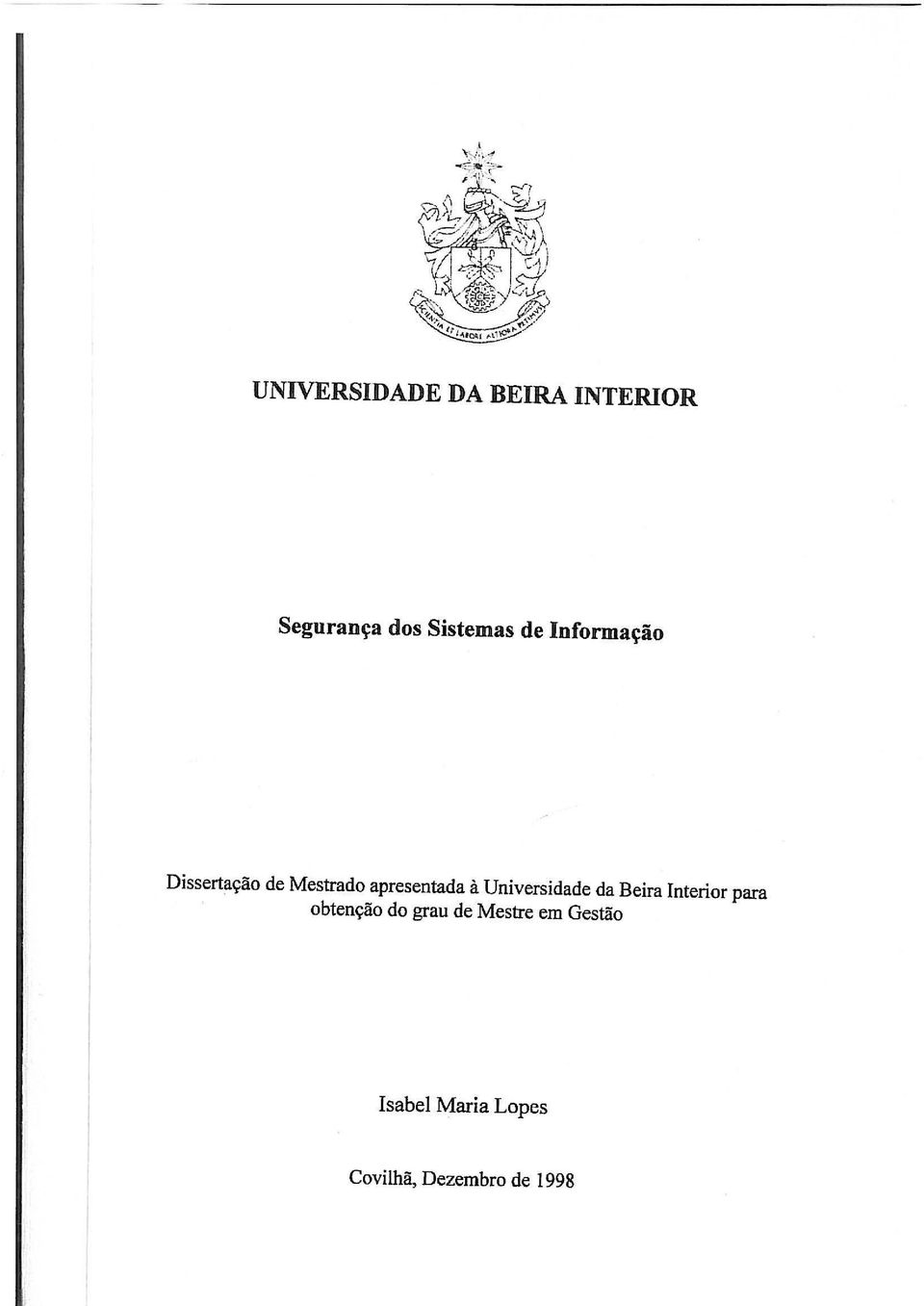 Universidade da Beira Interior para obtenção do grau de