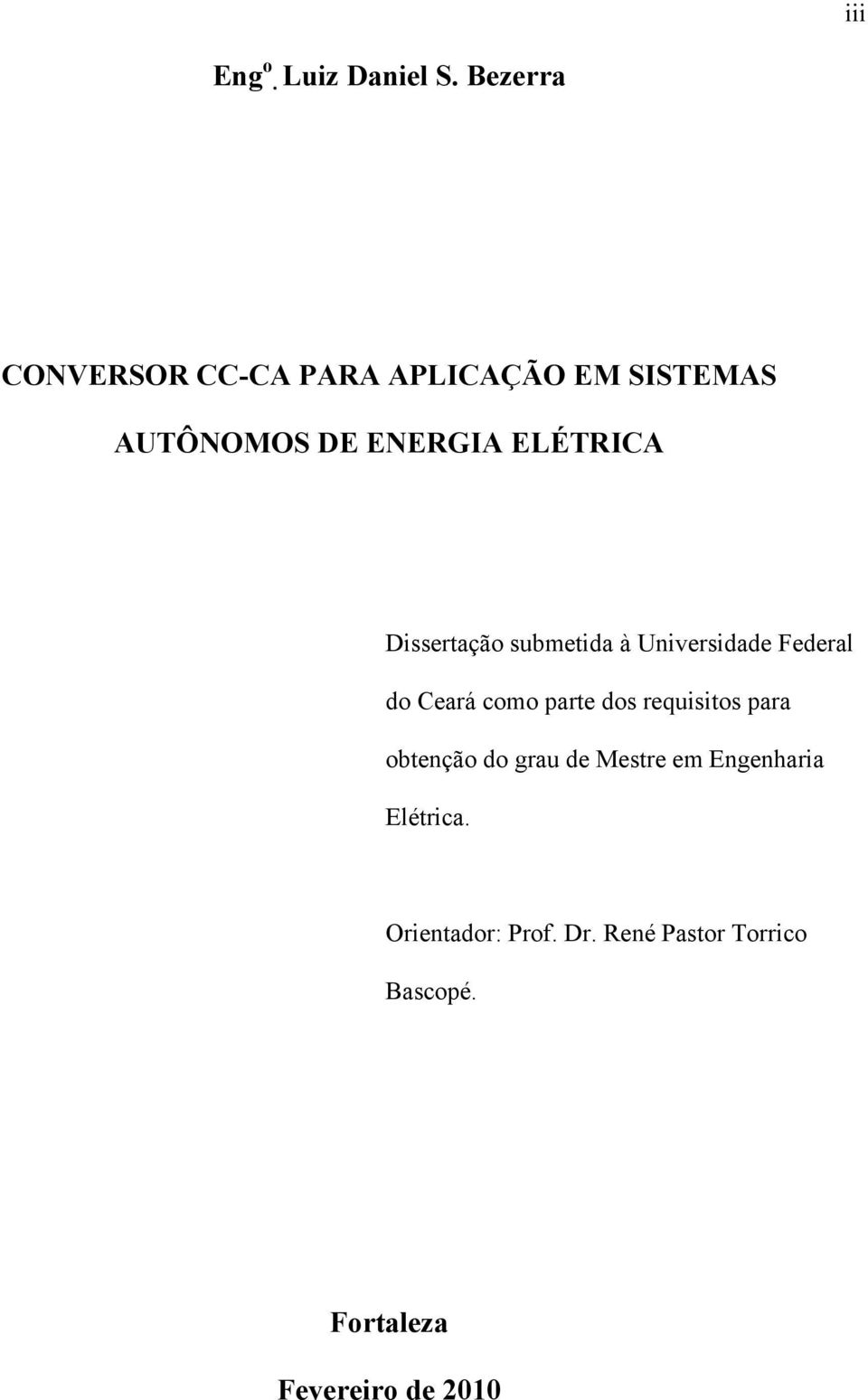 ELÉTRICA Dissertação submetida à Universidade Federal do Ceará como parte dos