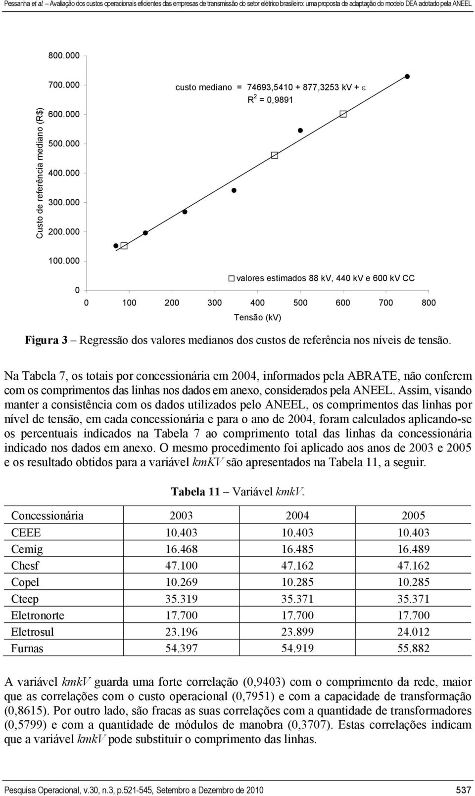 Na Tabela 7, os totais por concessionária em 2004, informados pela ABRATE, não conferem com os comprimentos das linhas nos dados em anexo, considerados pela ANEEL.