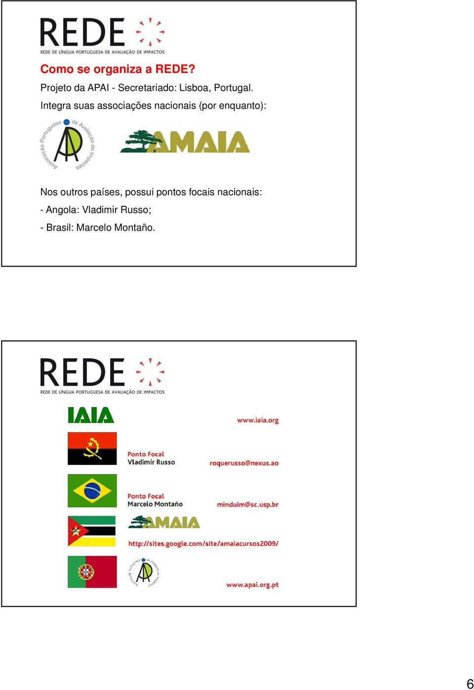 Integra suas associações nacionais (por enquanto): Nos