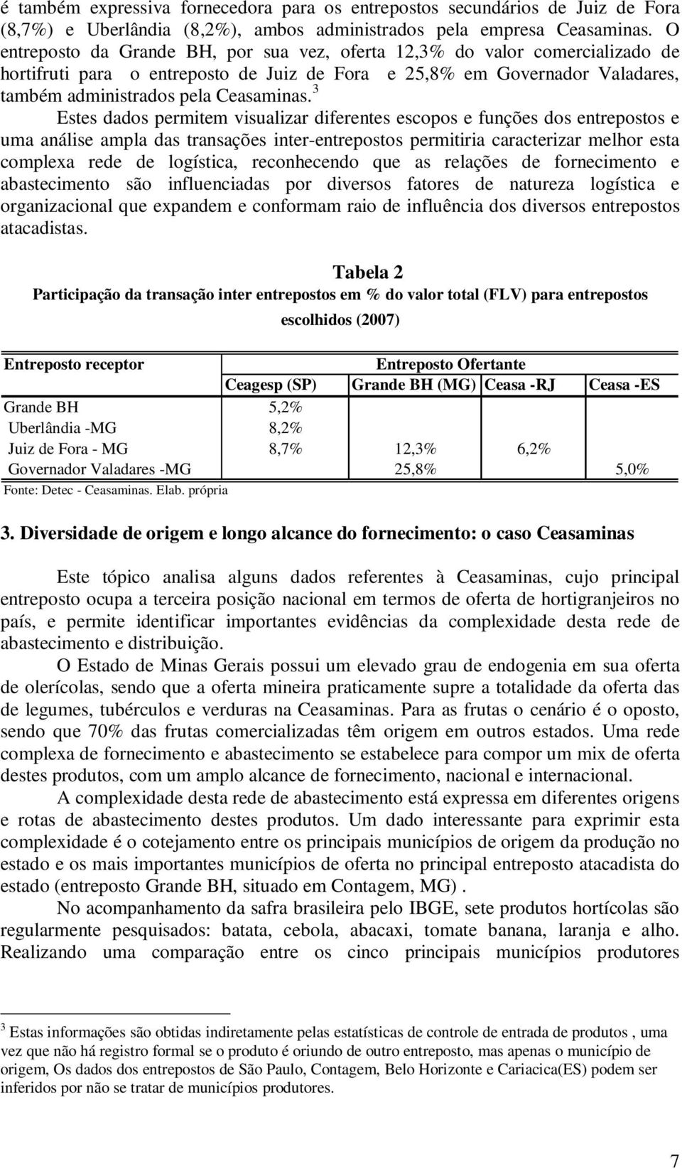 3 Estes dados permitem visualizar diferentes escopos e funções dos entrepostos e uma análise ampla das transações inter-entrepostos permitiria caracterizar melhor esta complexa rede de logística,