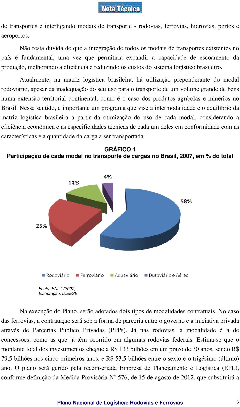 eficiência e reduzindo os custos do sistema logístico brasileiro.