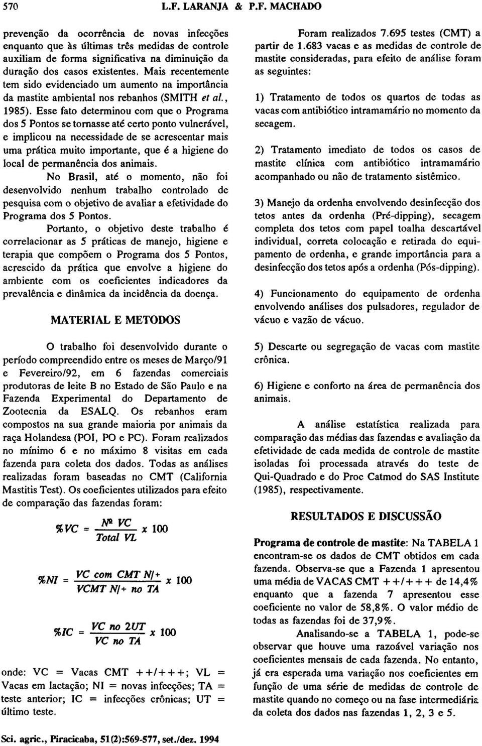 Esse fato determinou com que o Programa dos 5 Pontos se tornasse até certo ponto vulnerável, e implicou na necessidade de se acrescentar mais uma prática muito importante, que é a higiene do local de