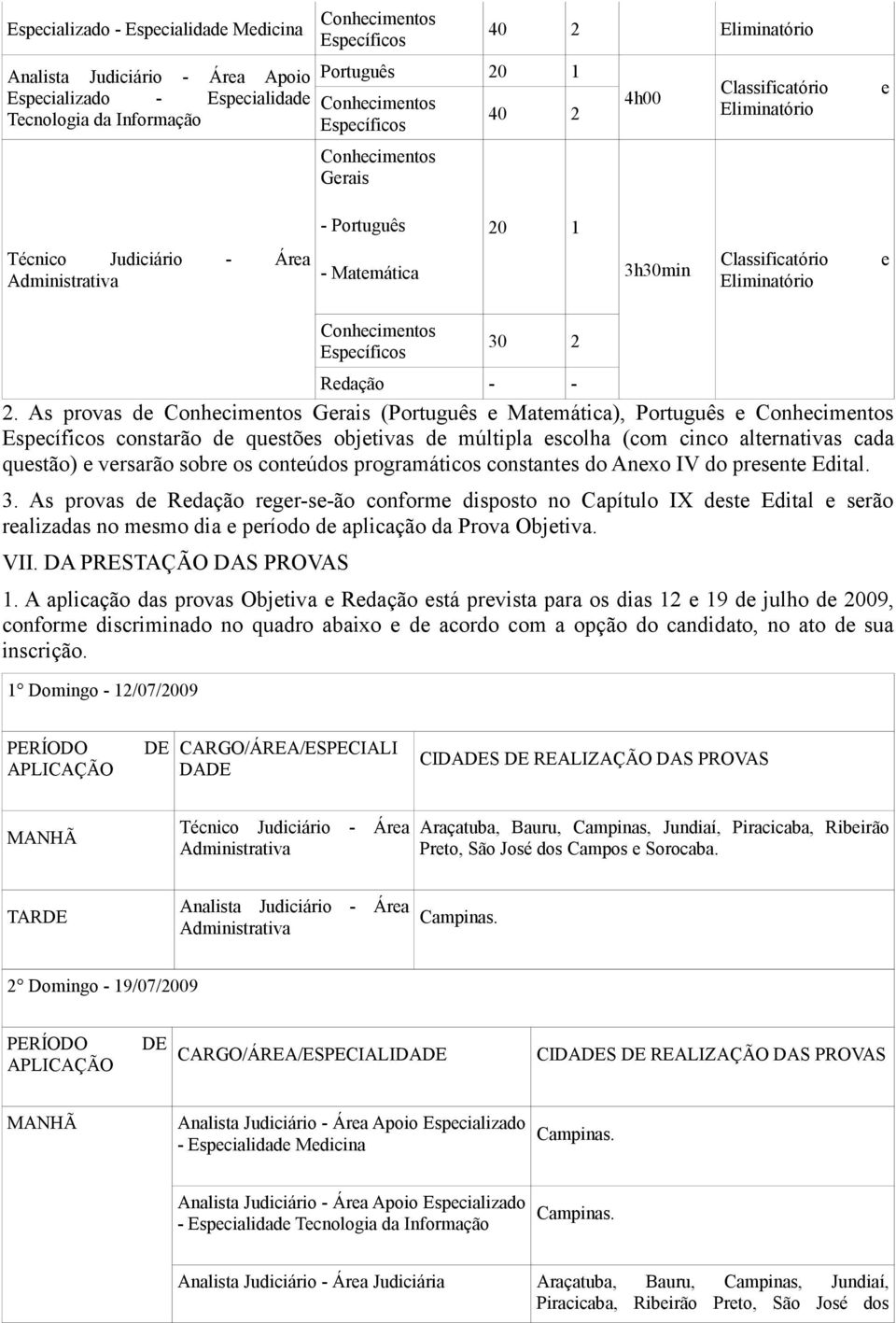 - 2. As provas de Conhecimentos Gerais (Português e Matemática), Português e Conhecimentos Específicos constarão de questões objetivas de múltipla escolha (com cinco alternativas cada questão) e