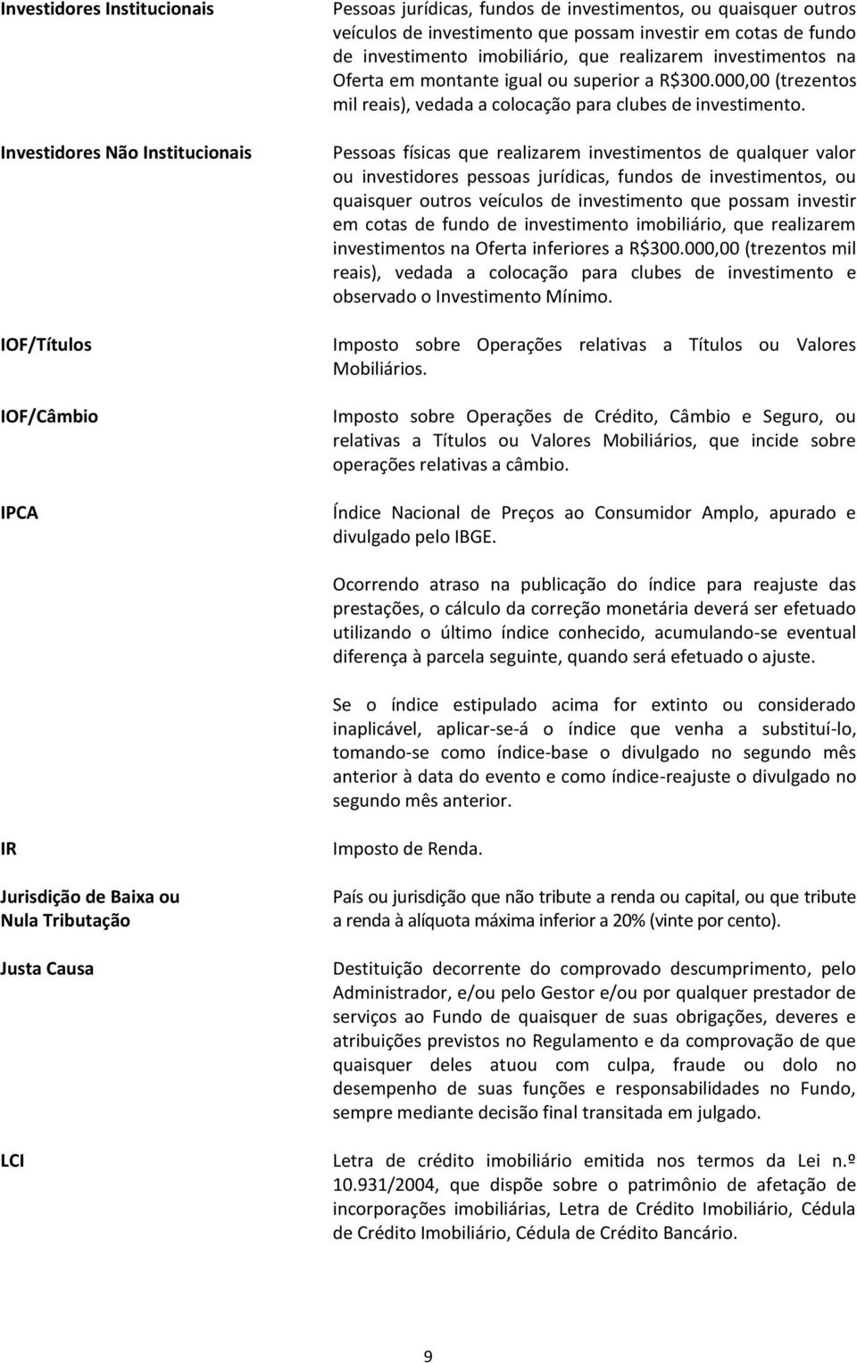 Pessoas físicas que realizarem investimentos de qualquer valor ou investidores pessoas jurídicas, fundos de investimentos, ou quaisquer outros veículos de investimento que possam investir em cotas de