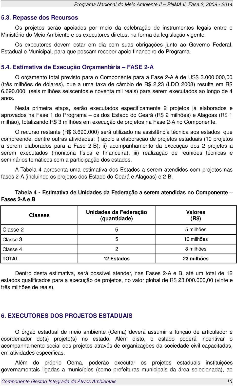 Os executores devem estar em dia com suas obrigações junto ao Governo Federal, Estadual e Municipal, para que possam receber apoio financeiro do Programa. 5.4.