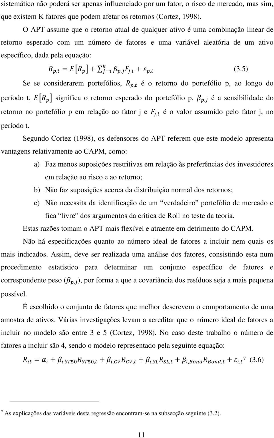 E[R p ] + j=1 β p,j F j,t + ε p,t (3.