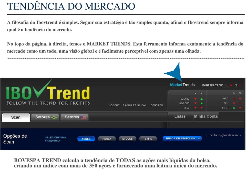 No topo da página, à direita, temos o MARKET TRENDS.