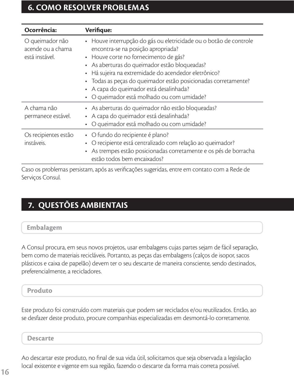 Há sujeira na extremidade do acendedor eletrônico? Todas as peças do queimador estão posicionadas corretamente? A capa do queimador está desalinhada? O queimador está molhado ou com umidade?