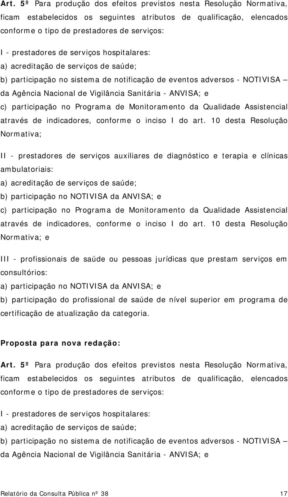 ANVISA; e c) participação no Programa de Monitoramento da Qualidade Assistencial através de indicadores, conforme o inciso I do art.