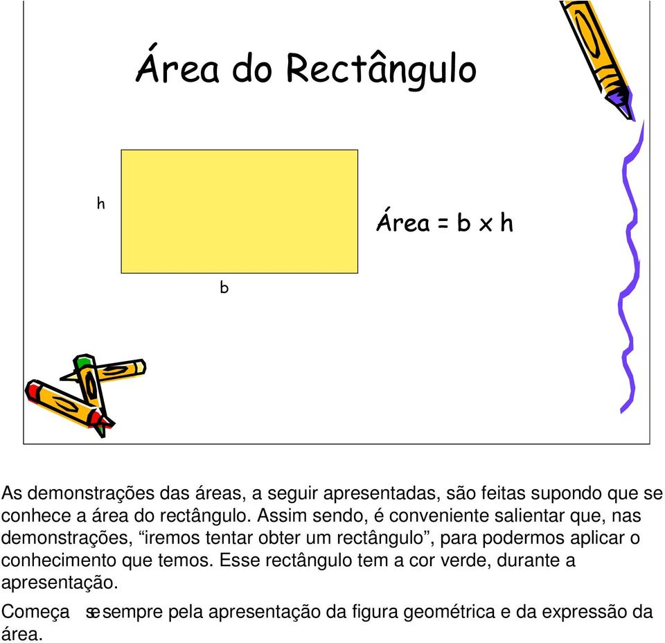 Assim sendo, é conveniente slientr que, ns demonstrções, iremos tentr oter um rectângulo, pr