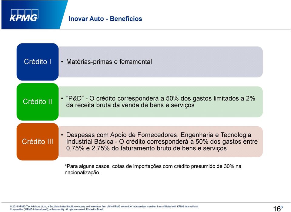 Engenharia e Tecnologia Industrial Básica -O crédito corresponderá a 50% dos gastos entre 0,75% e 2,75% do