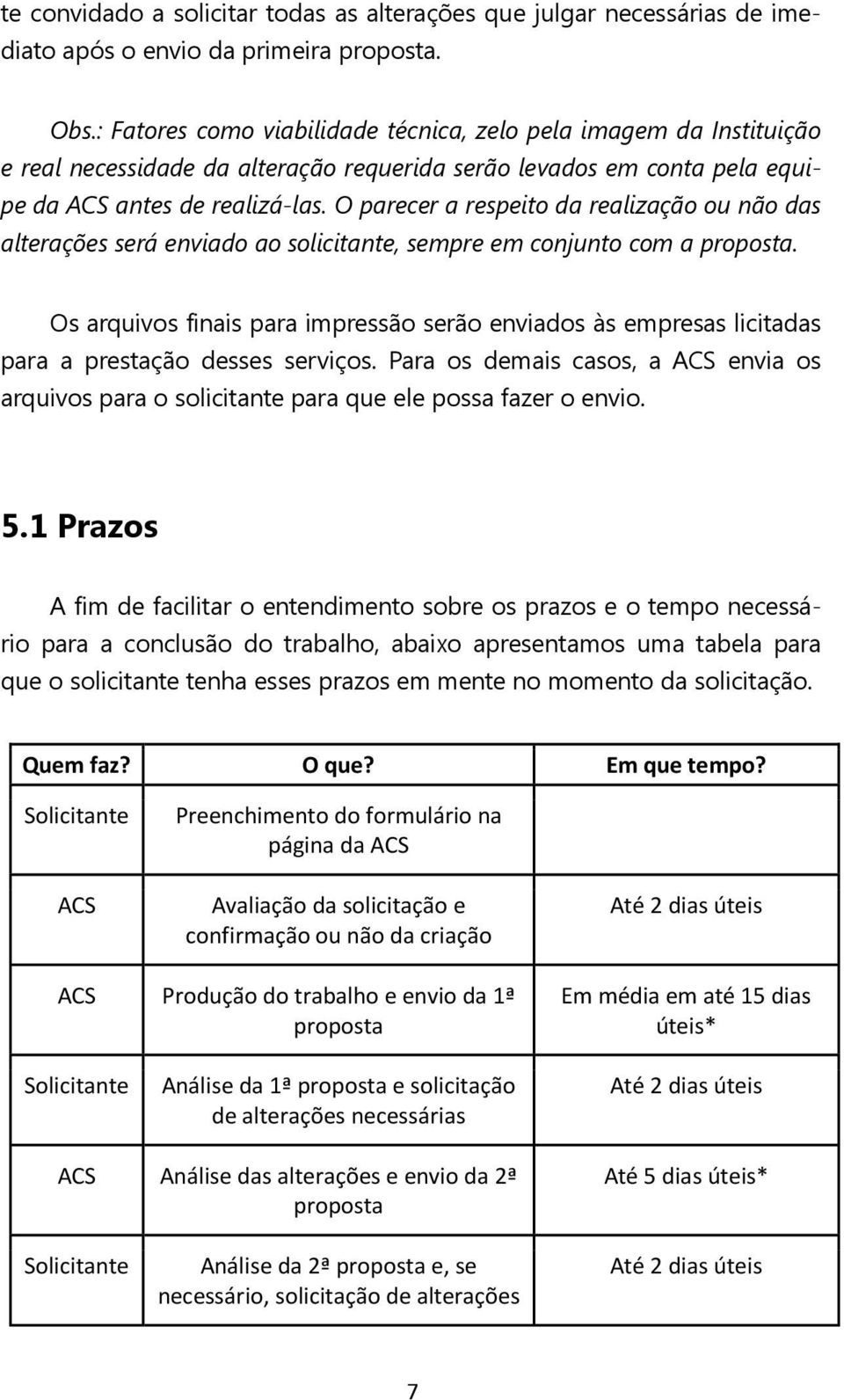 O parecer a respeito da realização ou não das alterações será enviado ao solicitante, sempre em conjunto com a proposta.