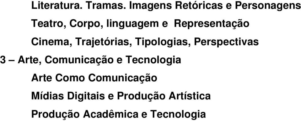 Representação Cinema, Trajetórias, Tipologias, Perspectivas 3