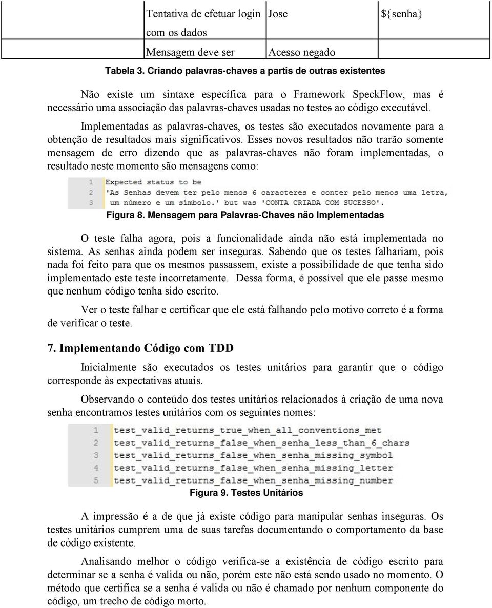 código executável. Implementadas as palavras-chaves, os testes são executados novamente para a obtenção de resultados mais significativos.