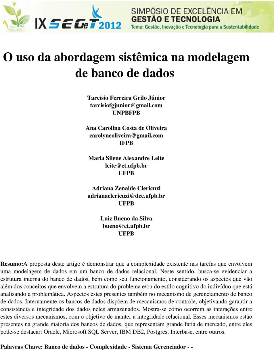 br UFPB Adriana Zenaide Clericuzi adrianaclericuzi@dce.ufpb.