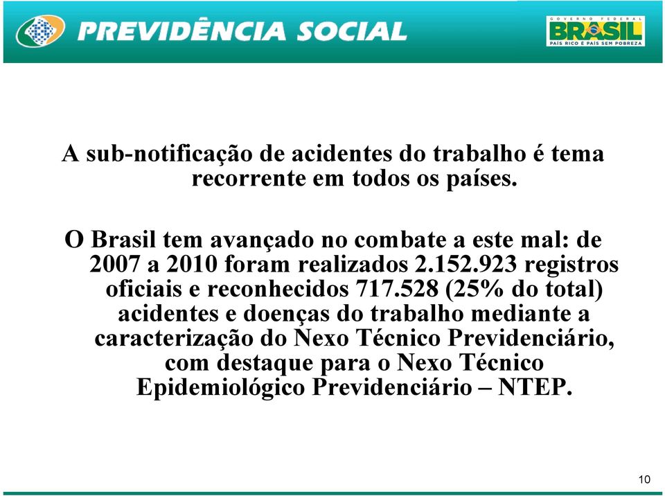 923 registros oficiais e reconhecidos 717.