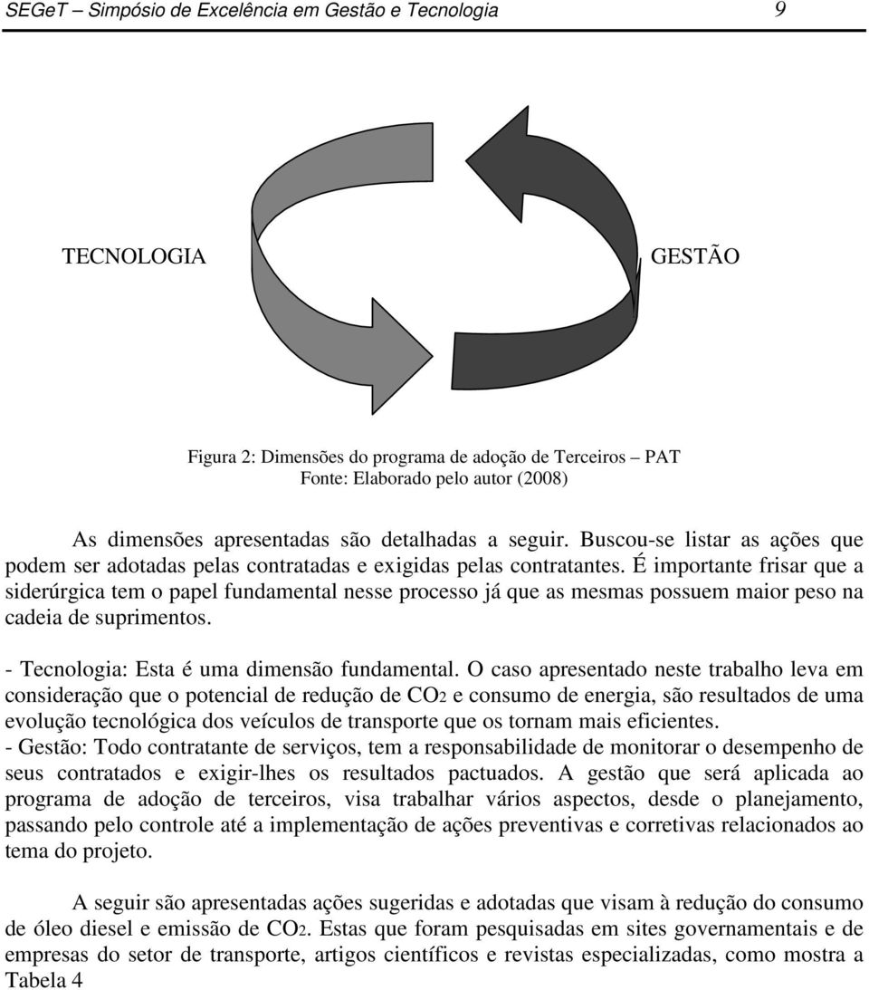 É importante frisar que a siderúrgica tem o papel fundamental nesse processo já que as mesmas possuem maior peso na cadeia de suprimentos. - Tecnologia: Esta é uma dimensão fundamental.