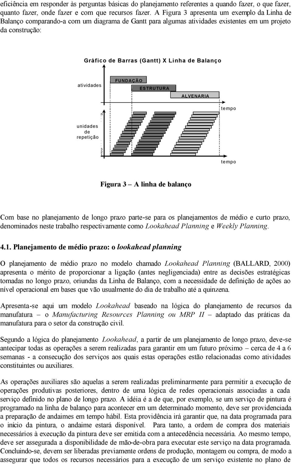 unidades de repetição n 3 2 1 tempo tempo Figura 3 A linha de balanço Com base no planejamento de longo prazo parte-se para os planejamentos de médio e curto prazo, denominados neste trabalho