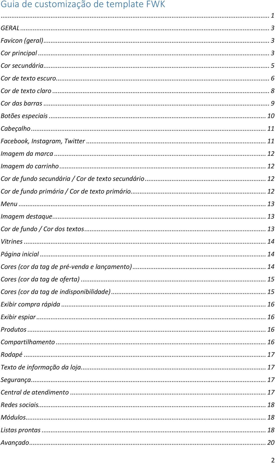 .. 12 Cor de fundo primária / Cor de texto primário... 12 Menu... 13 Imagem destaque... 13 Cor de fundo / Cor dos textos... 13 Vitrines... 14 Página inicial.