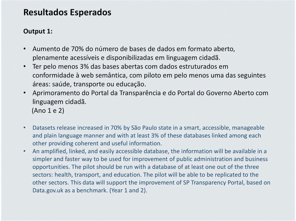 Aprimoramento do Portal da Transparência e do Portal do Governo Aberto com linguagem cidadã.