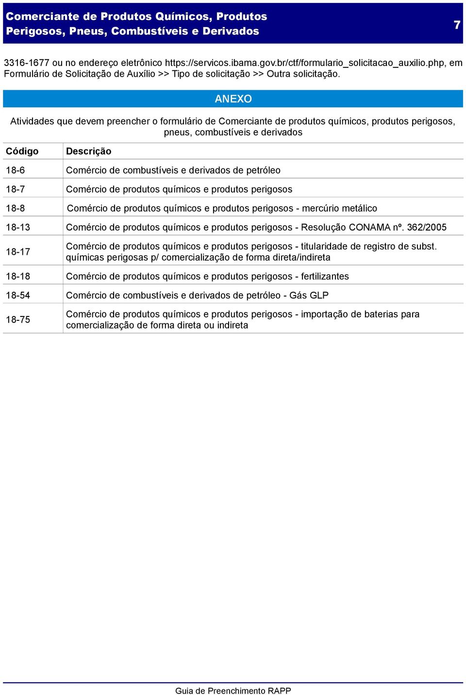 de petróleo 18-7 Comércio de produtos químicos e produtos perigosos 18-8 Comércio de produtos químicos e produtos perigosos - mercúrio metálico 18-13 Comércio de produtos químicos e produtos