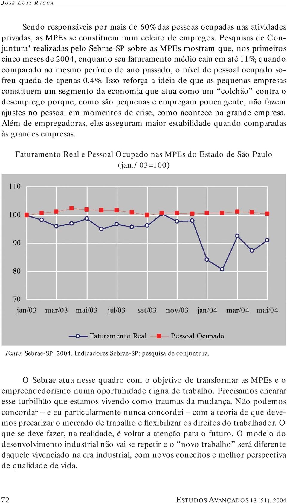 ano passado, o nível de pessoal ocupado sofreu queda de apenas 0,4%.