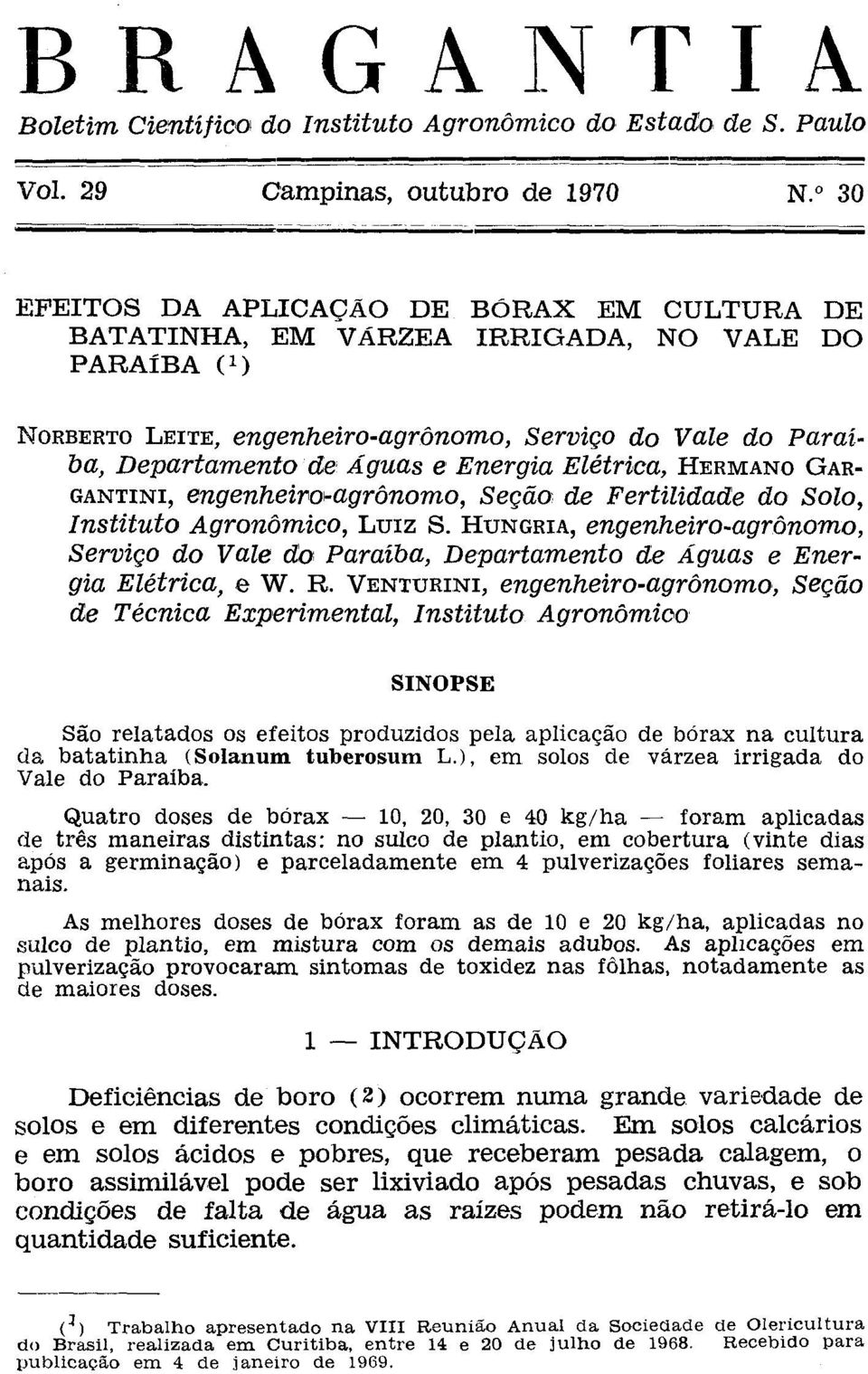 HUNGRIA, engenheiro-agrônomo, Serviço do Vale do Paraíba, Departamento de Águas e Energia Elétrica, e W. R.