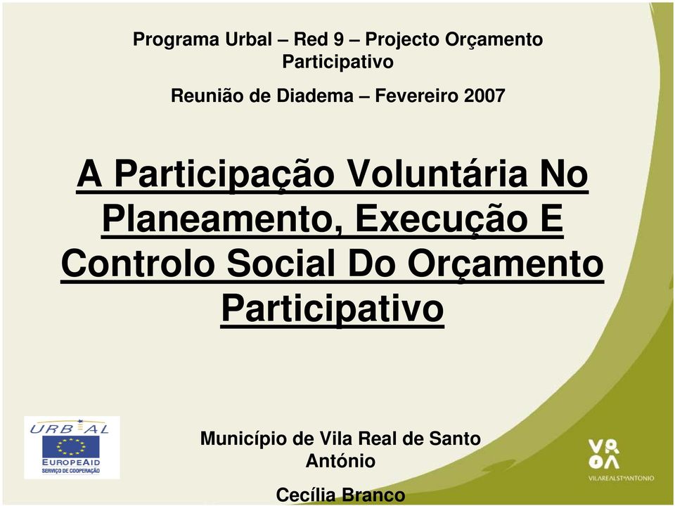 Participação Voluntária No Planeamento, Execução E Controlo