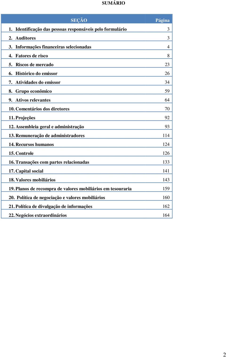 Assembleia geral e administração 93 13. Remuneração de administradores 114 14. Recursos humanos 124 15. Controle 126 16. Transações com partes relacionadas 133 17. Capital social 141 18.