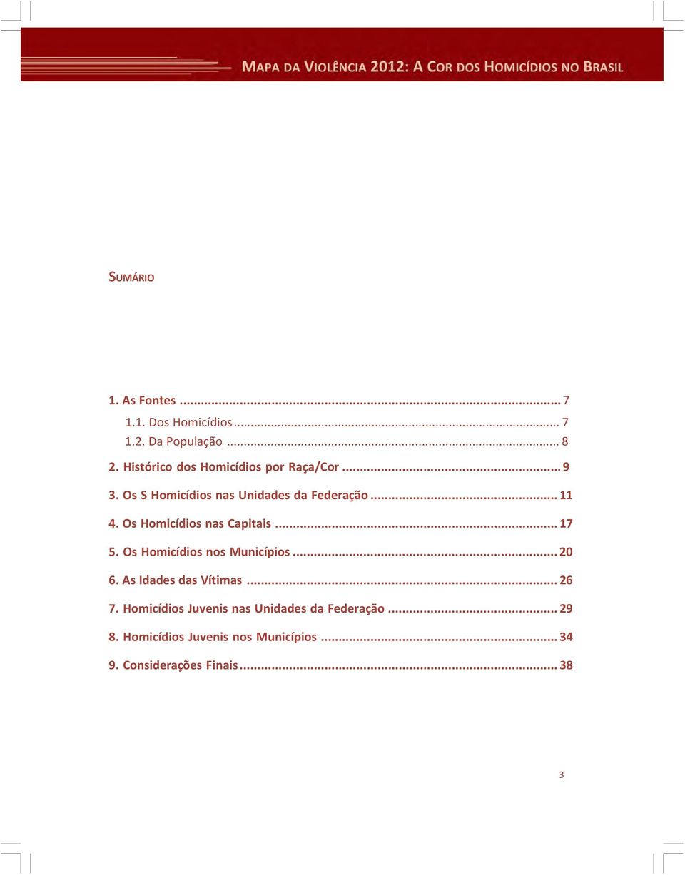 Os Homicídios nas Capitais... 17 5. Os Homicídios nos Municípios... 20 6. As Idades das Vítimas.