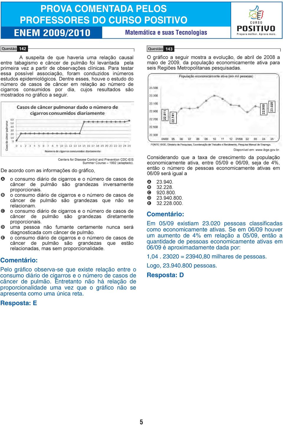 Resposta: E Em 05/09 existiam 23.020 pessoas classificadas como economicamente ativas.