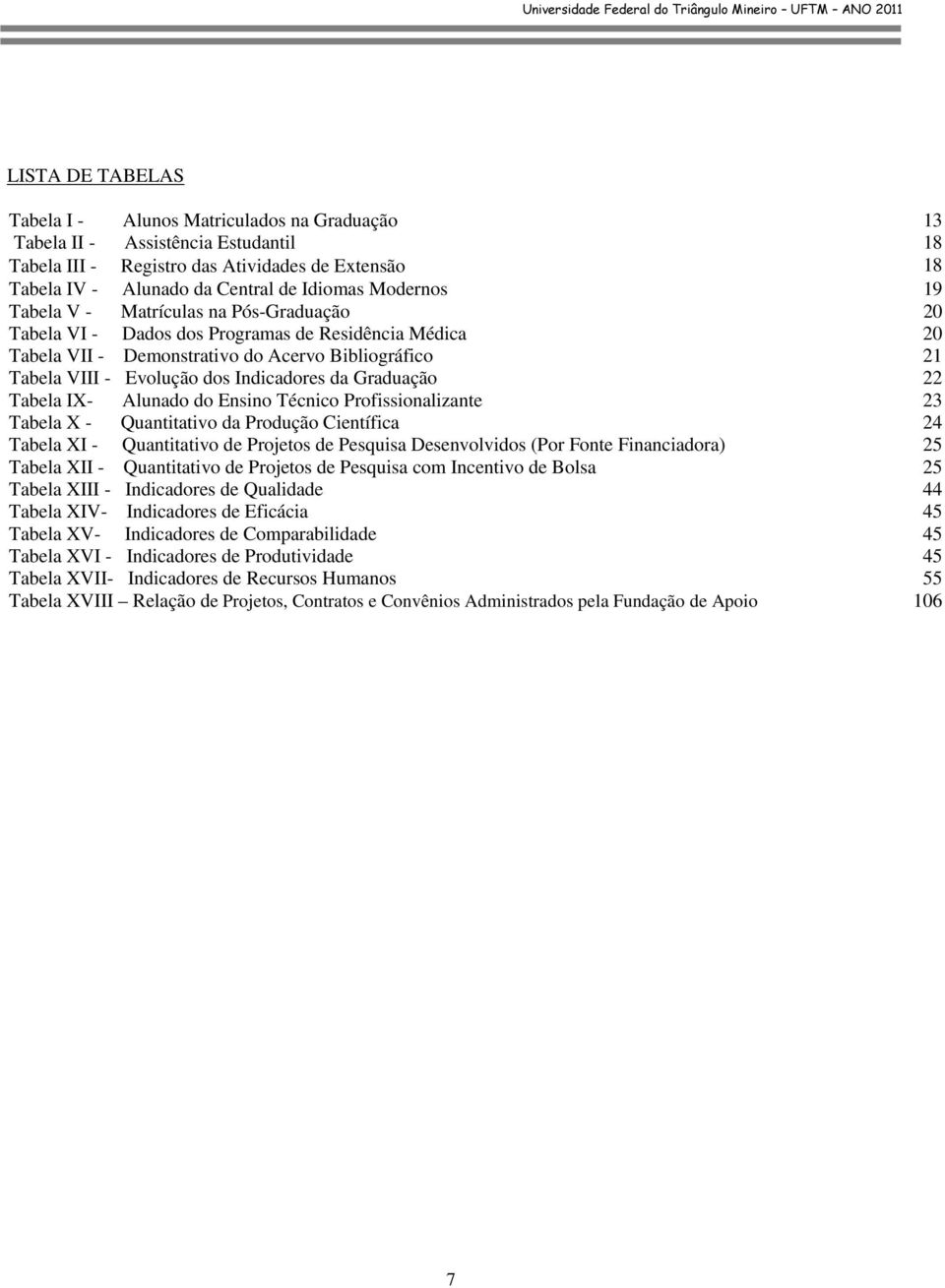 Acervo Bibliográfico 21 Tabela VIII - Evolução dos Indicadores da Graduação 22 Tabela IX- Alunado do Ensino Técnico Profissionalizante 23 Tabela X - Quantitativo da Produção Científica 24 Tabela XI -