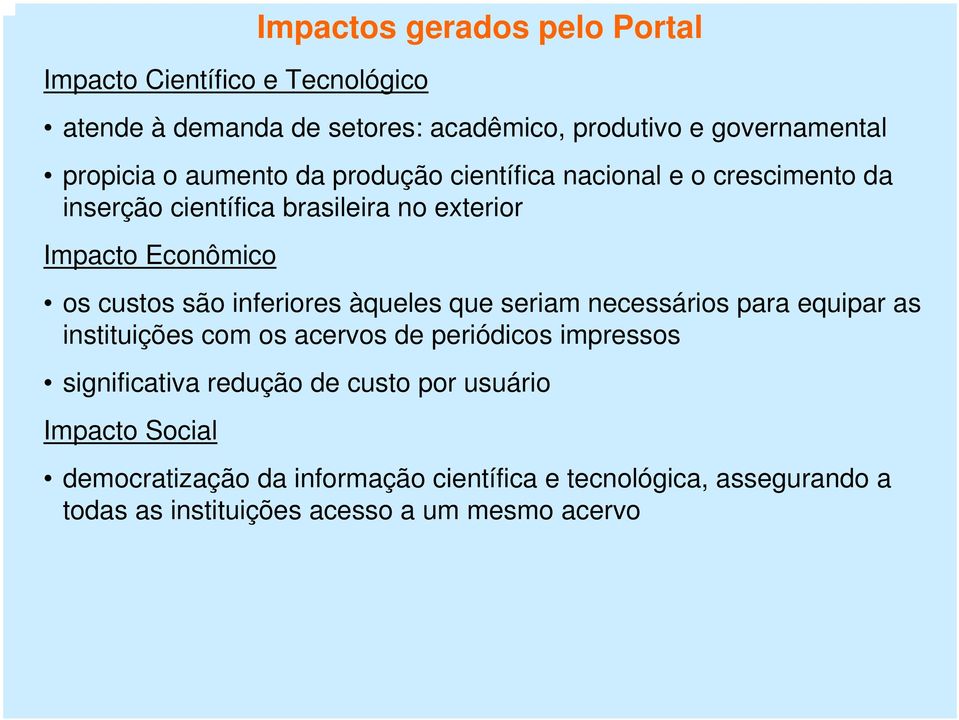 inferiores àqueles que seriam necessários para equipar as instituições com os acervos de periódicos impressos significativa redução de